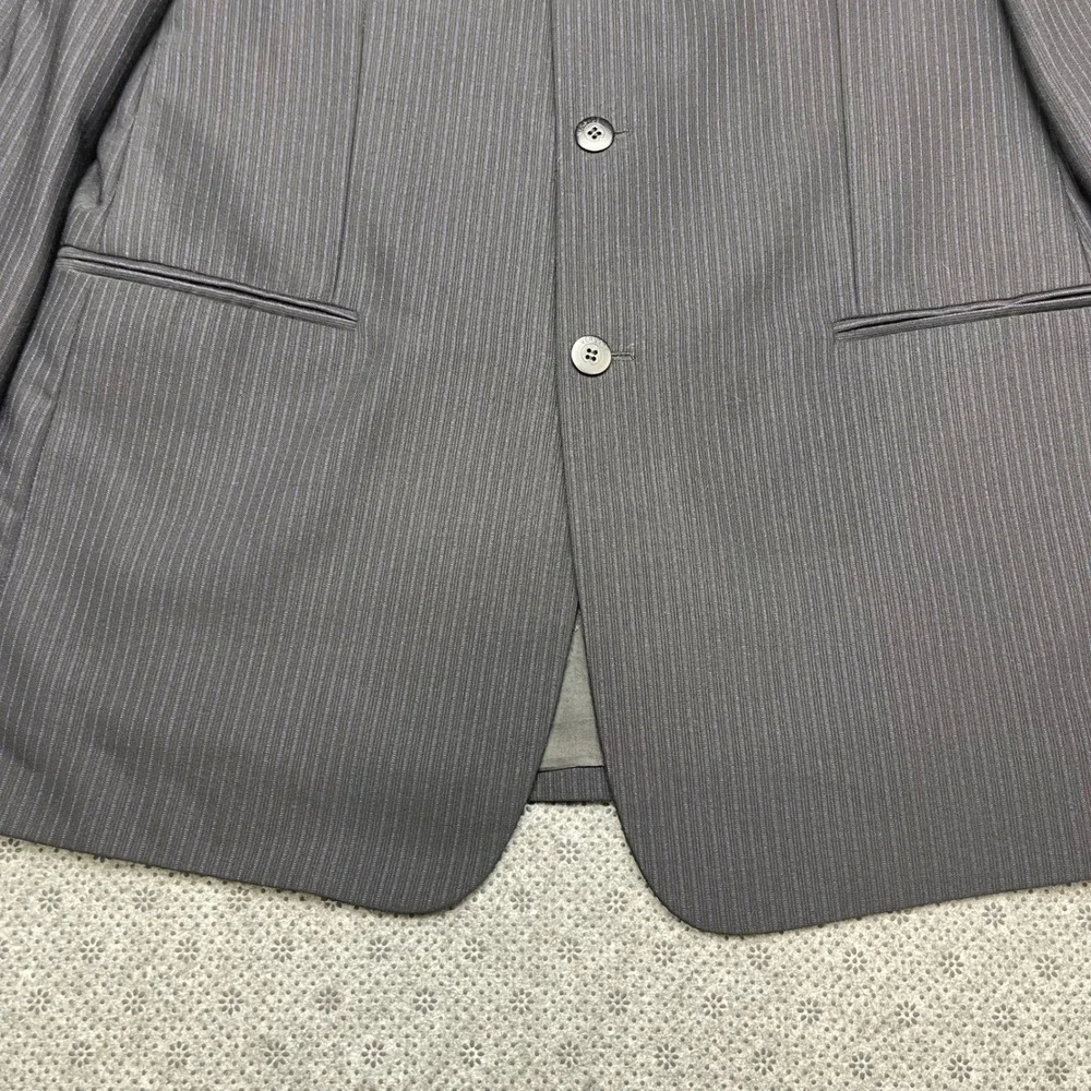 Gianni Versace Couture Mens Black Purple Pinstripe Wool Suit 42R W30xL30 - FLAW
